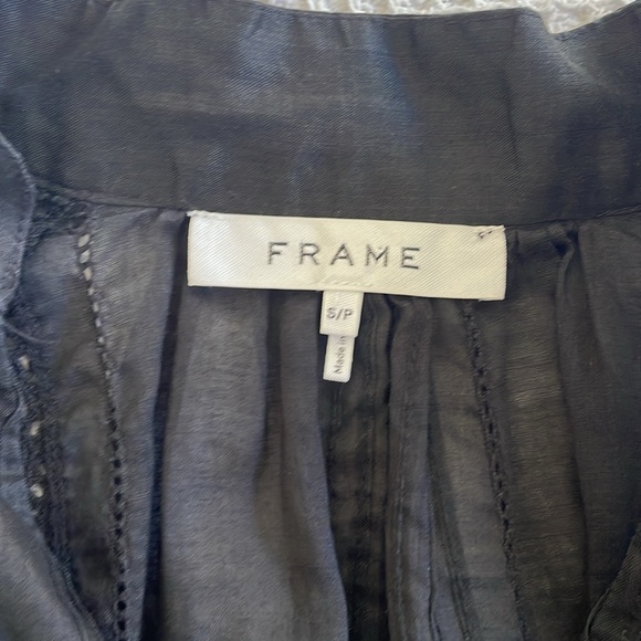 Frame Cali lace Blouse.  Bohemian lace/tucking detail. V neck relaxed fit Sze S - Picture 3 of 6